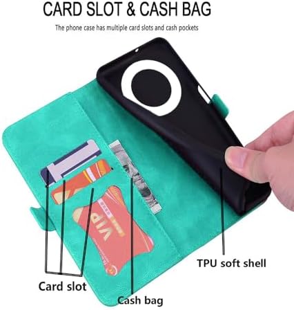 CASAFUNY Funda para Honor Magic5 Lite/Honor Magic 5 Lite Libro de Cuero PU Premium Magnético Tarjetero y Suporte, Honor Magic5 Lite Cover Protectora Carcasa para Honor Magic 5 Lite, Verde