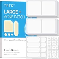 TKTK Pickel Patch für Gesicht, Große Pimple Patches für Akne an Körper, Rücken, Stirn & Wange. XL Akne Patches, Hydrokolloid-Pflaster (5 Größen 120 Stück)