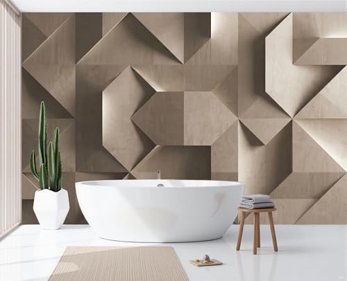 Papier peint intissé relief géométrique 3D panoramique ocre