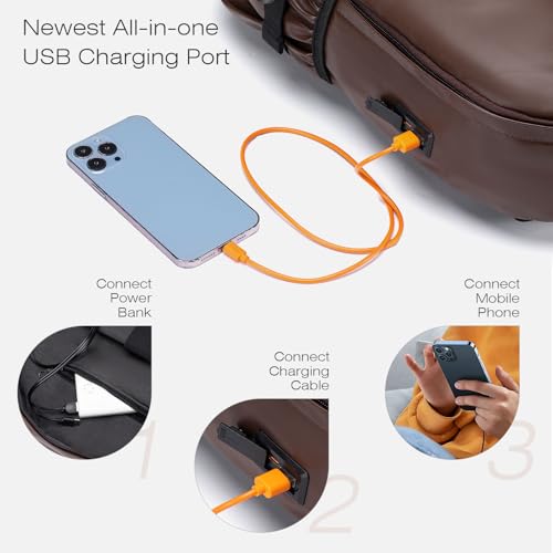 SPAHER Leder Rucksack Schulrucksack Reiserucksack Handgepäck Wizzair Easyjet Rucksack 15,6 Zoll Laptoprucksack Backpack Tagesrucksack Casual Backpack Daypack Geschenk für Damen Herren