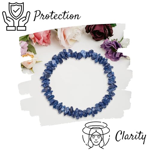 Image of Certified Iolite Bracelet for Women Men with Healing Crystal and Reiki Stone - Beautiful Gemstone Beaded Bracelet for Balance, Harmony & Positive Energy (Chips Stone Beads)