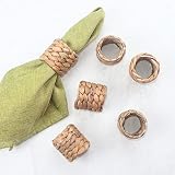 WORTHYEAH 6pcs Napkin Ring, Woven Napkin Rings, Water Hyacinth Napkins Holder, Round Natural Napkin