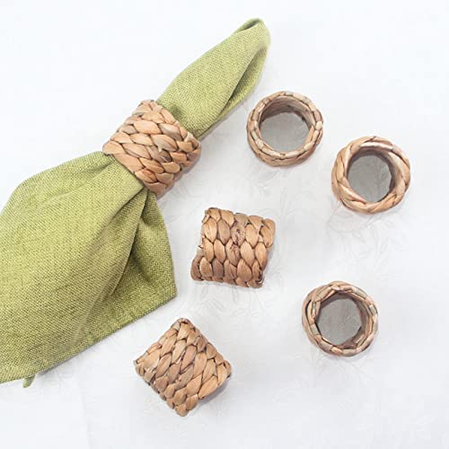 Worthyeah 6Pcs Napkin Ring, Woven Napkin Rings, Water Hyacinth Napkins Holder, Round Natural Napkin Rings, Christmas, Thanksgiving, Birthday Party Decorations #TOP6