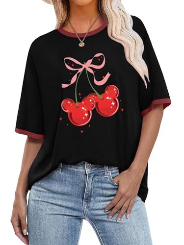 Binshre Womens Oversized Vintage Graphic Tees Aesthetic Y2k Baggy Shirts