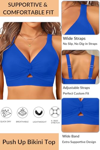 Image of Women's Bikini Top - Supportive Swimsuit for Large Bust - 2025 Cut Out Twist Swim Top