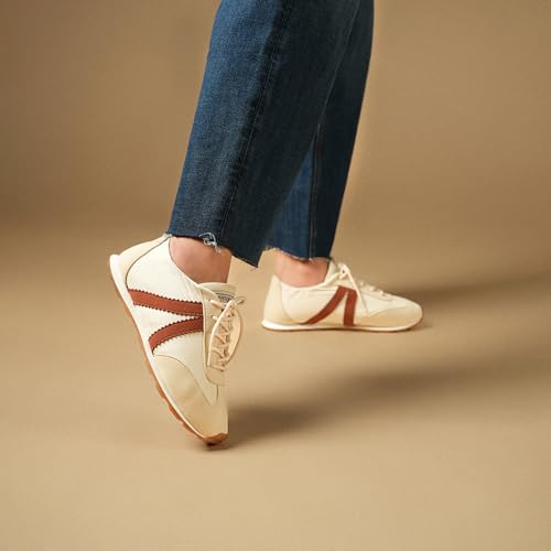 Image of Theater Fuji Casual Sneakers in Suede for Women | Stylish Flat Lace-Up Shoes | Lightweight Comfortable Footwear with Cushioned Insole