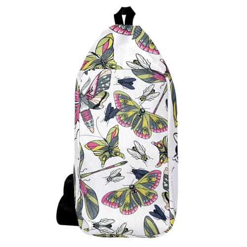 Sac à dos à bandoulière ergonomique imprimé papillon avec sangle réglable pour homme et femme