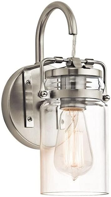 Kichler Brinley 11.5" 1-Light Wall Sconce Light, Brushed Nickel