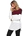 Sherosa Casual O Neck Color Block Tunics For Women Long Sleeve (Wine Red,S) …