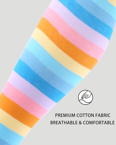 Image of Rainbow Thigh High Socks for Women Girls Pride Socks Kawaii Clown Socks Colorful Cotton Rainbow Stockings Tube Socks Striped Long Socks 1 Pack