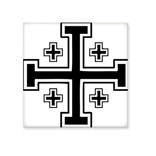 Carreau de céramique croix chrétienne blanche et noire motif église illustration art