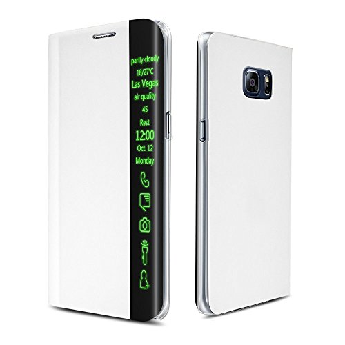 Étui de protection intelligent à rabat vertical pour fenêtre compatible avec Huawei Ascend Mate 7 - Blanc