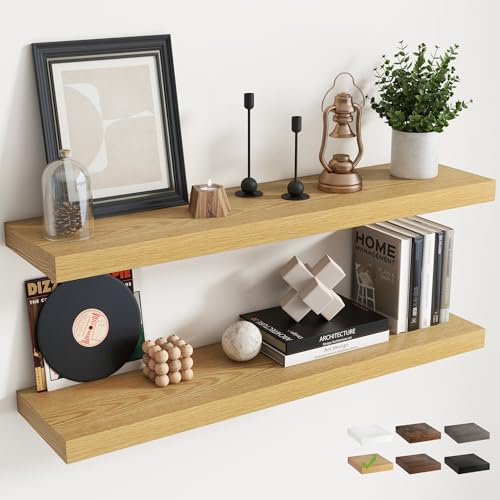 40 Inch Floating Shelves for Wall 2 Pack, 8"D Wood Grain Bathroom Shelves