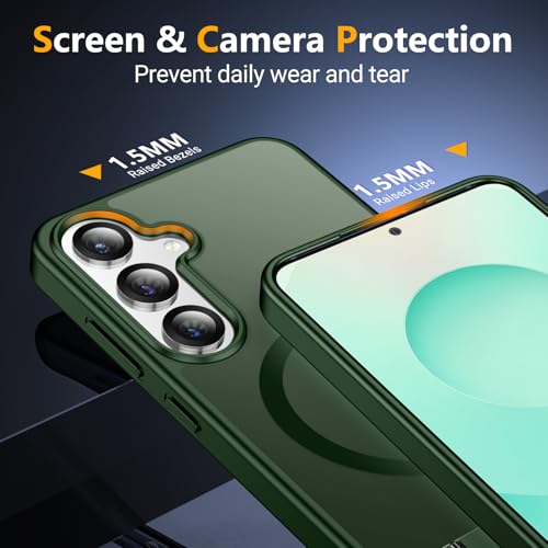 Image of SPIDERCASE Magnetic for Samsung Galaxy S25 Plus Case, [3 Stand Ways][ Military Grade Drop Protection] with Invisible Stand Shockproof Slim Case for Samsung Galaxy S25 Plus 6.7 inch, Dark Green