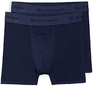 Terramar Men's Standard SilkSkins 3" Inseam Boxer Briefs with Fly (1 Underwear), Navy