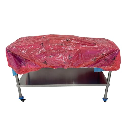 TIDI 5540XL Extra-Large TIDIShield Transport Cover for Back Table â€• Post-Case Back Table Containment Cover â€• Red with Biohazard Symbols â€• Quantity: 20 Transport/Containment Covers â€• Medical Supplies
