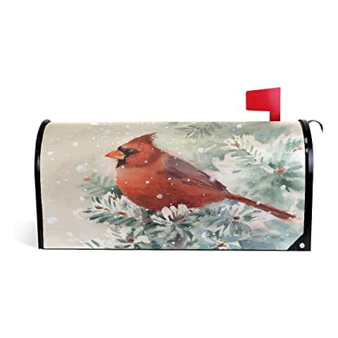 ALAZA Christmas Snowman with Santa Hat Magnetic Mailbox Cover New Year Landscape MailWraps Garden Yard Home Decor for Outside Standard Size-18"x 20.8" Cover