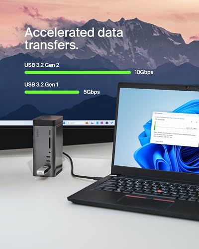 Belkin USB-C Hub, 11-in-1 Pro GaN Dock 150W, Multi-Port Docking Station w/USB-C, USB-A, Ethernet, SD, MicroSD, 3.5mm Port, 4K HDMI Ports for Triple Monitor Display - Compatible w/MacBook Pro & More - Image 6