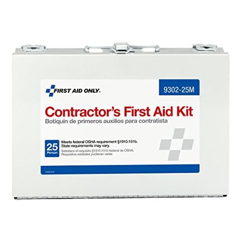 First Aid Only 9302-25M 25-Person Contractor's First Aid Kit for Home Renovation, Job Sites, and Construction Vehicles, 178 Pieces Cover