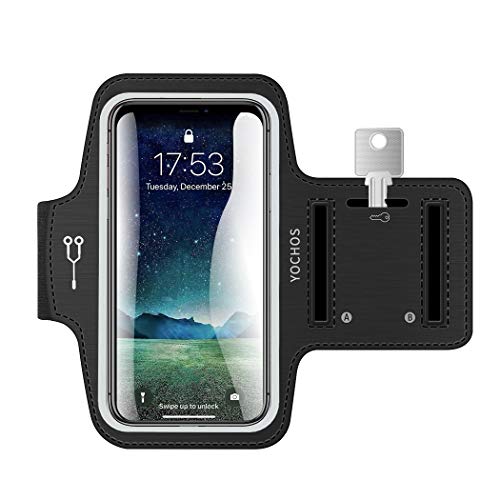 YOCHOS iPhone X/XR/Xs Max 8 7 6/6s Plus Armband Running Armband Fits Samsung Galaxy S9 + S8/S7/S6 Edge Note 9/8 LG G6 with Adjustable Elastic Band & Key Holder【Face Recognition Access】