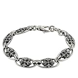 [新宿銀の蔵] リリィ クロス プレート シルバーブレスレット 長さ約18～21cm (18cm) メンズ シルバー925