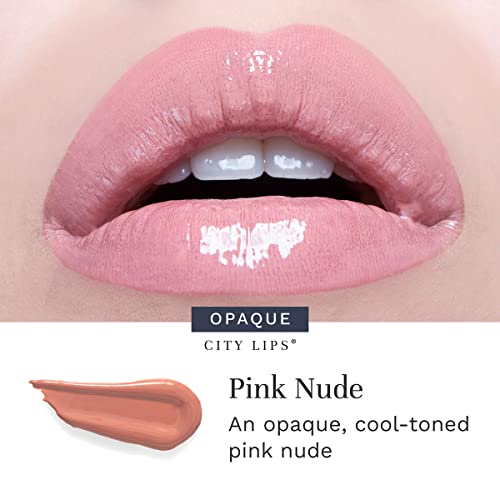 City Beauty City Lips - Plumping Lip Gloss - Hydrate & Volumize - All-Day Wear - Hyaluronic Acid & Peptides Visibly Smooth Lip Wrinkles - Cruelty-Free (Pink Nude) #TOP6