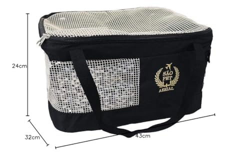 São Pet Bolsa Aerial Para Transporte De Cães E Gatos Em Avião - 43 Cm X 32 Cm X 24 Cm - Preta