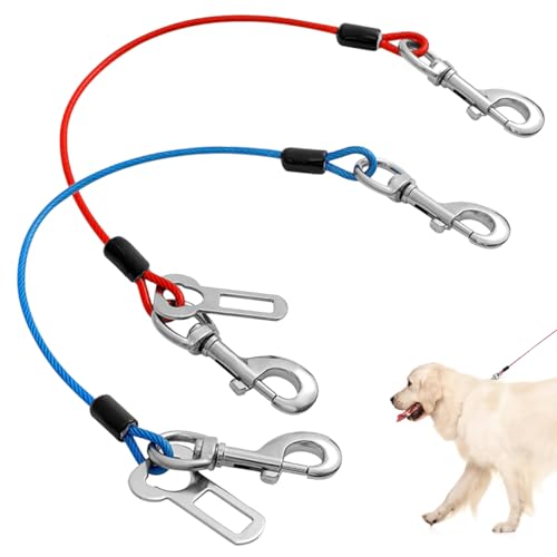 2 Pièces Câble d'attache pour Chiens, 40 cm Longe Attache Chien Voiture