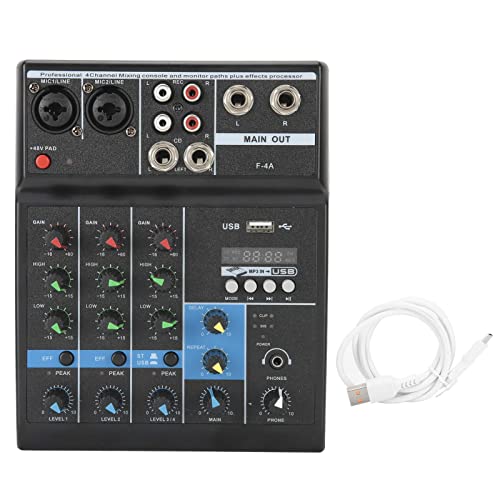 Audio Mixer, 4 Channel USB Stereo Ultra Compact Mixing