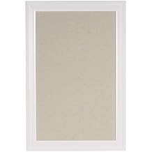 DesignOvation Bosc Framed Linen Fabric Pinboard, 18.5x27.5, White