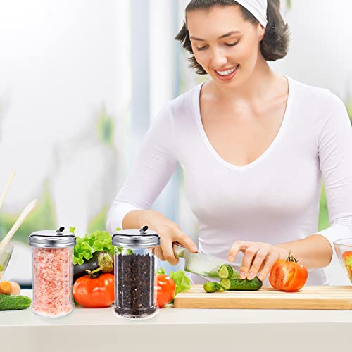 8 Pcs Glass Sugar Shaker Pourer Dispenser 12 Oz Sugar Shaker Dispenser Retro Style Sugar Pour Container Vintage Glass Jar With Stainless Steel Lid For Coffee Bar #TOP5