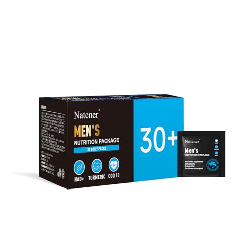 Natener Man 6 in 1 2070mg Vitamin & Supplement Daily pack | 100mg CoQ10 + 1000mg Omega-3 + 260mg Ashwagandha + 250mg NAD + 400mg Multivitamins | Clinician-Designed Quintet Formula | 30+, 30-Day Supply