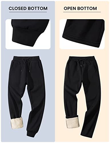 Lentta Men's Casual Winter Warm Sherpa Lined Athletic Jogger Fleece Sweatpants Pants（Black01-L） #TOP5