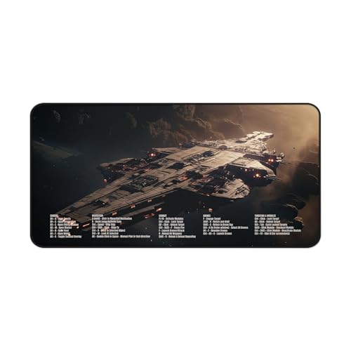 EVE Online Gaming Desk Mat with Shortcut Keys 32" x 16" Neoprene Gaming Mouse Pad with Combat, Navigation, Drones & Targeting Hotkeys
