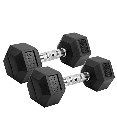 Image of Gee Rubber Coated Excercise Fixed Hex Dumbells 2.5kg (Pack Of 2 Pcs)