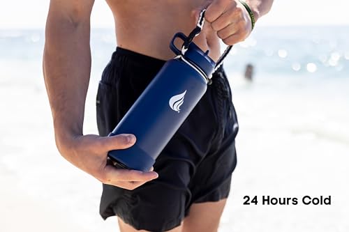 Image of HYDRO CELL Stainless Steel Insulated Water Bottle with Straw - For Cold & Hot Drinks - Metal Vacuum Flask with Screw Cap and Modern Leakproof Sport Thermos for Adults (Navy 32oz)