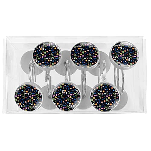 Crochets pour rideau de douche à glisse fluide - Fixation stable florale multicolore