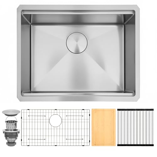 MONSINTA Undermount Kitchen Sink,16 Gauge T-304S Stainless Steel Workstation Sinks with Accessories, 23" x 18" x 10" Deep Single Bowl Kitchen Sinks for Outdoor, RV, Wetbar and Bathroom by MONSINTA - Used condition - US$105.24