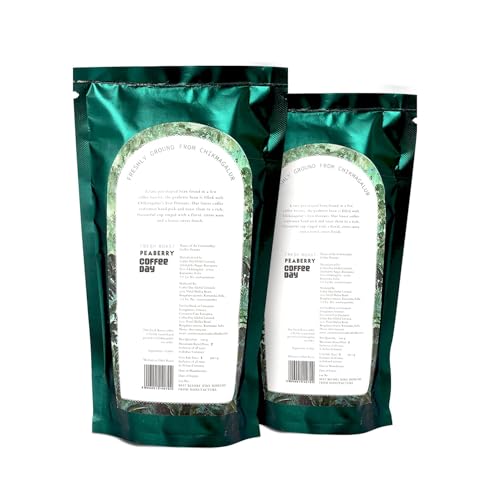 Image of Cafe Coffee Day - Peaberry 100% Coffee - 200Gm Each (Pack Of 2)|Medium To Dark Roast|South Indian Filter Coffee Pouch|Fresh From Chikmagalur Factory