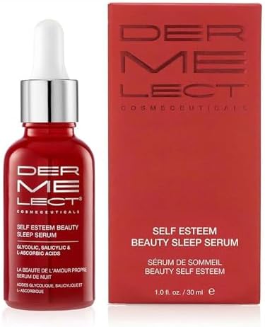 Dermelect Cosmeceuticals Self-Esteem Beauty Sleep Serum – Exfoliating Nighttime Treatment with Glycolic Acid, Salicylic Acid & Vitamin C – Enhances Skin Radiance & Smooths Texture – 1 oz