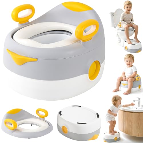 Image of 3-in-1 Potty Training Seat, Toddler Potty Chair & Step Stool, Grey