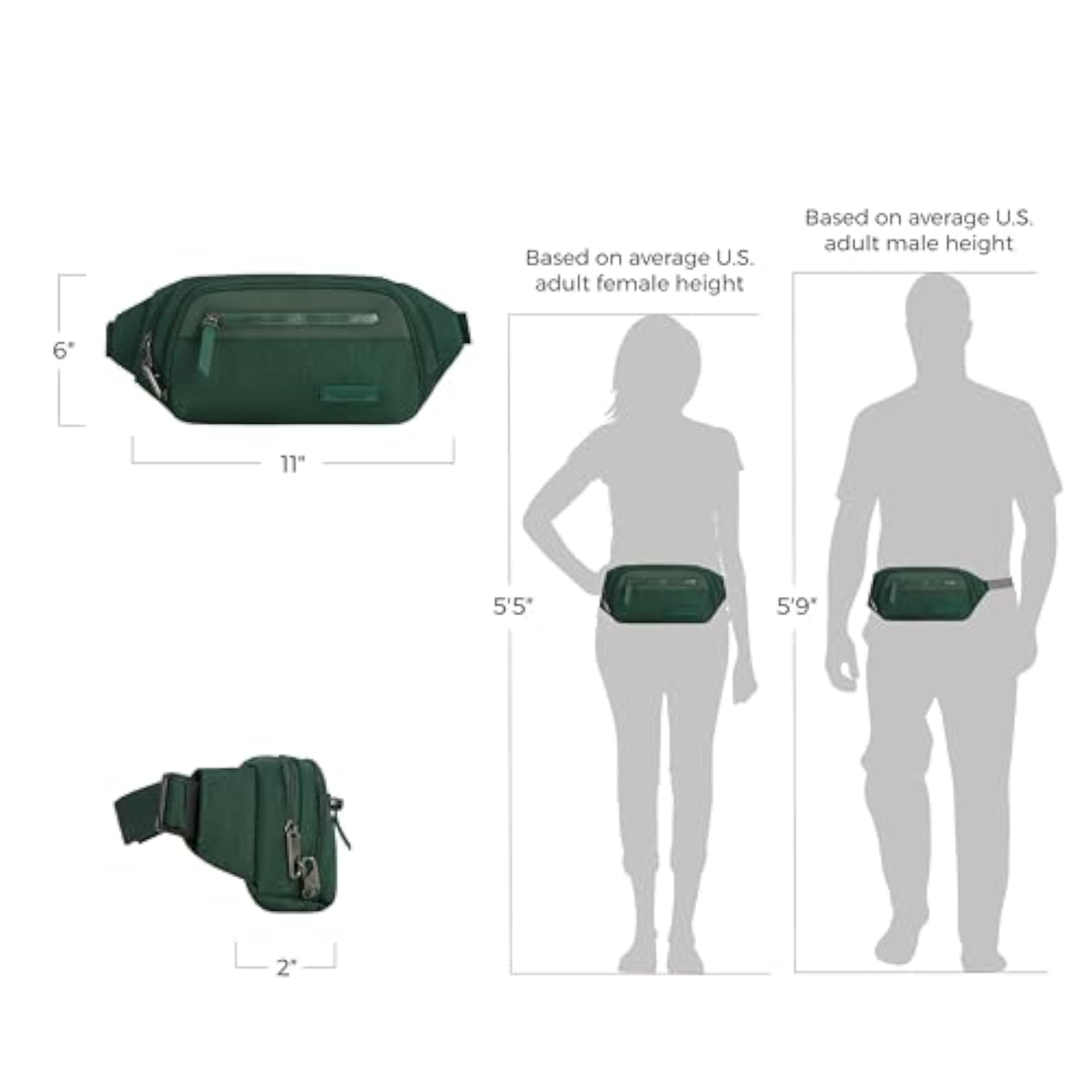 Anti-theft Metro Waistpack, Forest Heather