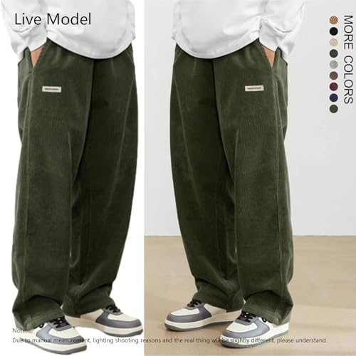 Mokaloha Mens Corduroy Pants, Men's Fashion Vintage Sports Corduroy Fabric Logo Embroidered Trousers4