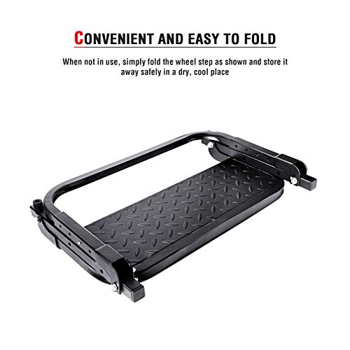 Image of AA Products Universal Tire Steps for Pickup Truck, SUV and RVs Adjustable Tire Mounted Auto Step Fits Any Tire from 9' to 13', Rated up to 300 lbs