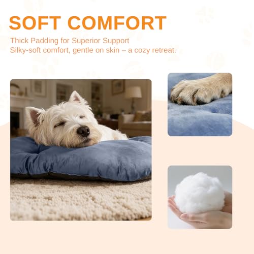Image of Washable Oval Dog Bed for Small Dog Bed, High-Resilience,Dusty Blue
