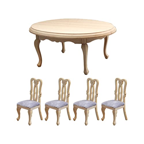 ibasenice 1uppsättning Miniatyrmöbelset För Dockhus Delars Möbelset Trä För Landskap Inklusive Bord Och Stolar För Miniatyrhusinredning Och Dekoration