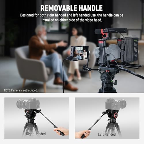 Image of NEEWER Video Tripod with Fluid Head, Heavy Duty Aluminum Compact Portable Camera Tripod Stand for DSLR Camcorder Compatible with DJI Gimbals Compatible with Manfrotto QR Plates, Max Load 13.2 lb, TP73