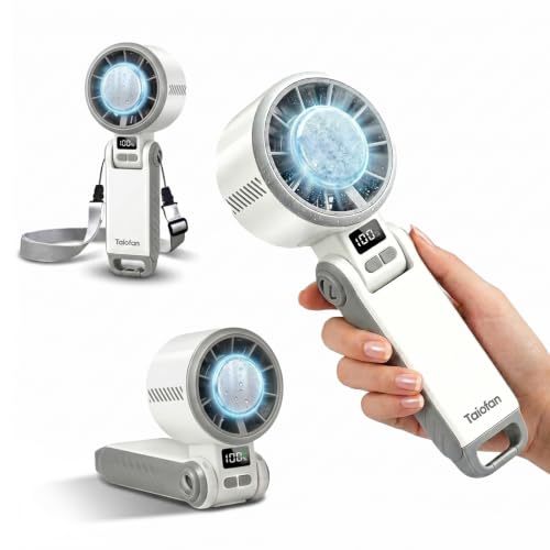 Taiofan Portable Handheld Fan with Semiconductor Ice Cooling, [Instant Ice Relief], 4000mAh Rechargeable Mini Personal Fan, 5 Speeds, Quiet USB Travel Fan for Outdoor, Commuting, Summer Heat