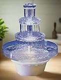 Oasis Supply, 12.5" Lighted Wedding Cake Water Fountain – Clear 3-Tier Decorative Cake Centerpiece Fountain, 10" Wide, Plug-in (No Batteries), for Water Only