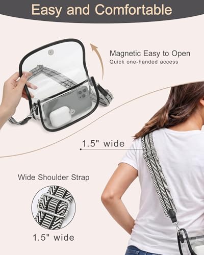 Image of Wuflyover Clear Bag for Stadium Events, Clear Purse Crossbody Bag for Women